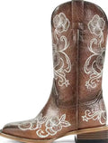 Floral Embroidered Wide-Calf Pointed-Toe Boots
