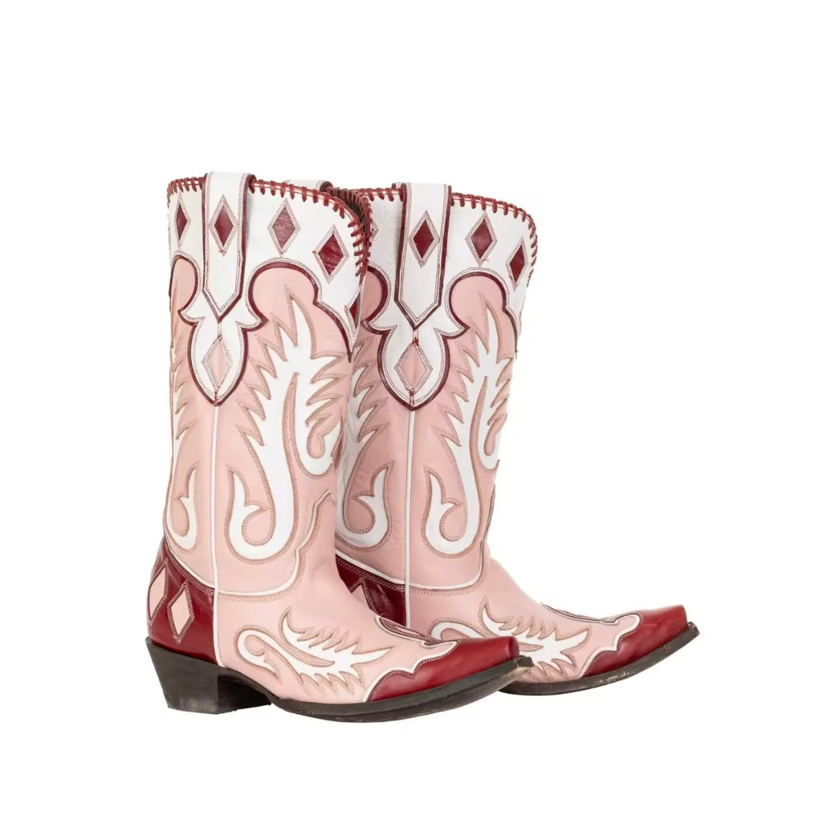 Pink Vine Embroidered Cowgirl Boots